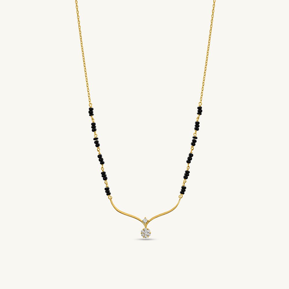 Designer Gold Plated Mangalsutra for Women | Elegant Black Beads Chain with Crystal Drop Pendant | Anti-Tarnish Jewelry