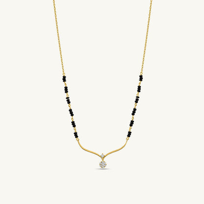 Designer Gold Plated Mangalsutra for Women | Elegant Black Beads Chain with Crystal Drop Pendant | Anti-Tarnish Jewelry