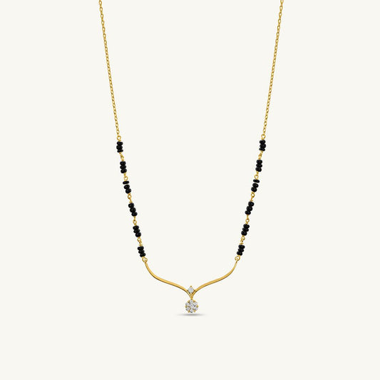 Designer Gold Plated Mangalsutra for Women | Elegant Black Beads Chain with Crystal Drop Pendant | Anti-Tarnish Jewelry