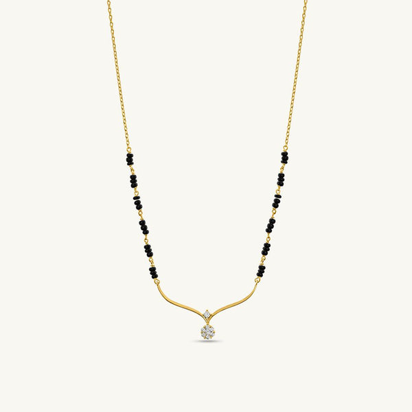 Designer Gold Plated Mangalsutra for Women | Elegant Black Beads Chain with Crystal Drop Pendant | Anti-Tarnish Jewelry
