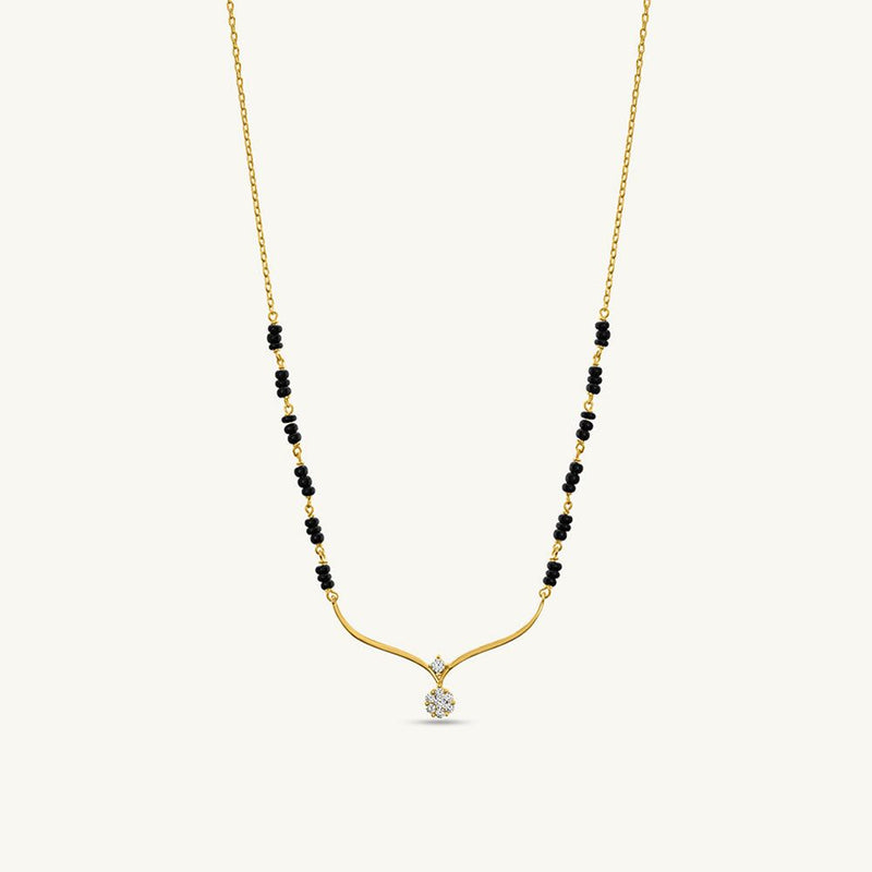 Designer Gold Plated Mangalsutra for Women | Elegant Black Beads Chain with Crystal Drop Pendant | Anti-Tarnish Jewelry
