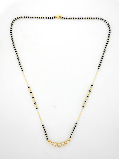 Elegant Gold Plated Mangalsutra for Women | Anti-Tarnish Black Beads Chain with Crystal Pendant