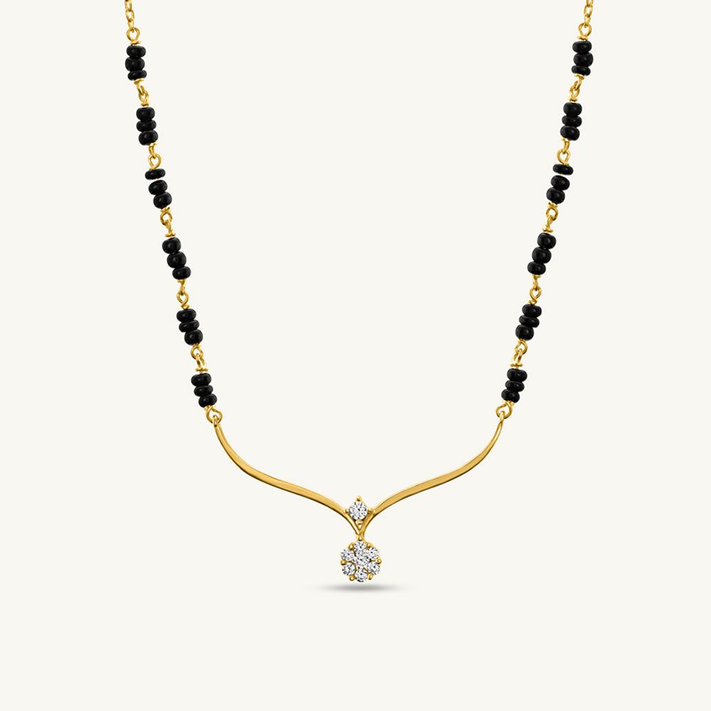 Designer Gold Plated Mangalsutra for Women | Elegant Black Beads Chain with Crystal Drop Pendant | Anti-Tarnish Jewelry