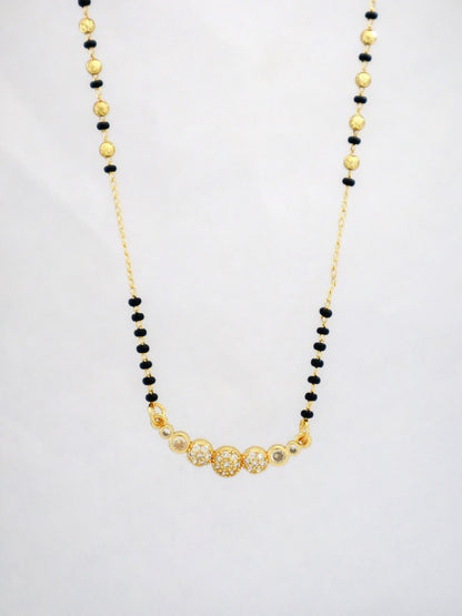Elegant Gold Plated Mangalsutra for Women | Anti-Tarnish Black Beads Chain with Crystal Pendant