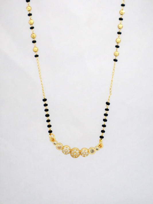 Elegant Gold Plated Mangalsutra for Women | Anti-Tarnish Black Beads Chain with Crystal Pendant