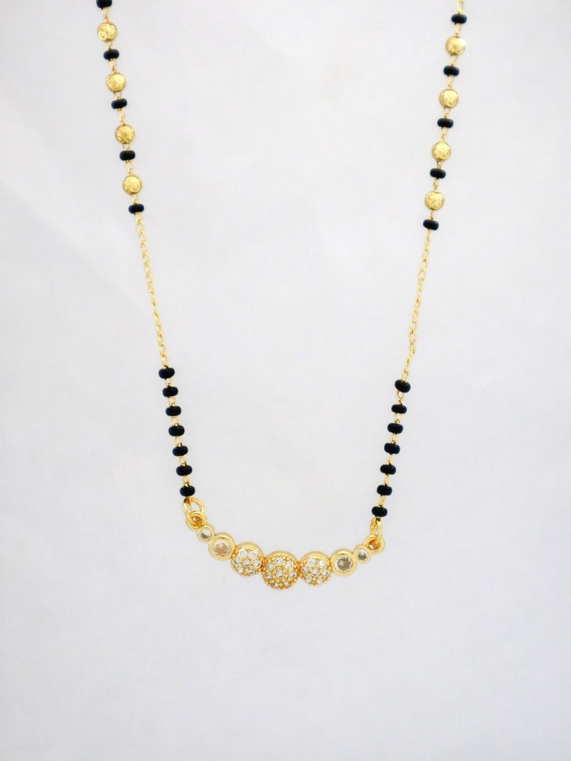 Elegant Gold Plated Mangalsutra for Women | Anti-Tarnish Black Beads Chain with Crystal Pendant