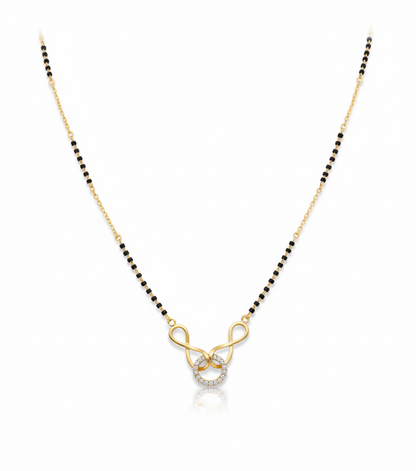 Elegant Infinity Design Gold Plated Mangalsutra for Women | Anti-Tarnish Stainless Steel Black Bead Necklace
