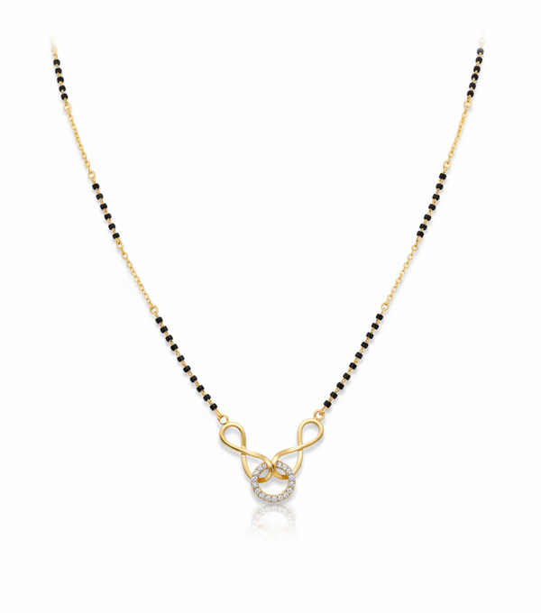 Elegant Infinity Design Gold Plated Mangalsutra for Women | Anti-Tarnish Stainless Steel Black Bead Necklace