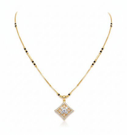 Elegant Gold Plated Mangalsutra for Women | Anti-Tarnish Stainless Steel Diamond Pendant Mangalsutra