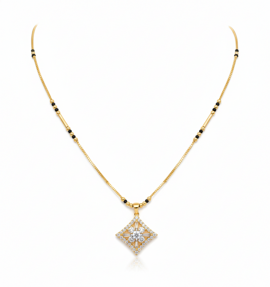 Elegant Gold Plated Mangalsutra for Women | Anti-Tarnish Stainless Steel Diamond Pendant Mangalsutra