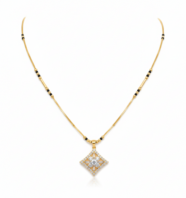 Elegant Gold Plated Mangalsutra for Women | Anti-Tarnish Stainless Steel Diamond Pendant Mangalsutra
