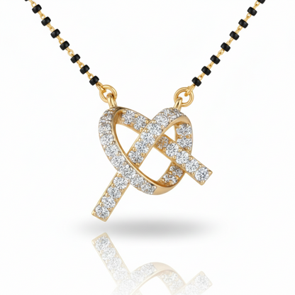 Designer Knot Diamond Gold Plated Mangalsutra for Women | Anti-Tarnish Stainless Steel Black Bead Necklace