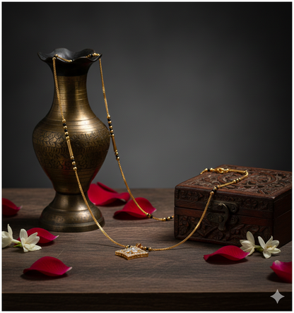 Elegant Gold Plated Mangalsutra for Women | Anti-Tarnish Stainless Steel Diamond Pendant Mangalsutra