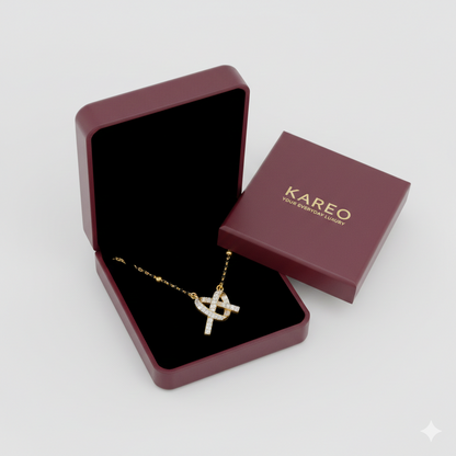 Designer Knot Diamond Gold Plated Mangalsutra for Women | Anti-Tarnish Stainless Steel Black Bead Necklace